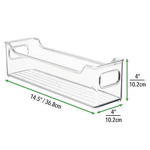 mDesign Juego de 2 cestas organizadoras para artículos de bebé – Caja para bebé con prácticas asas, sin tapa – Espacioso contenedor de plástico sin BPA para juguetes, pañales y más – transparente