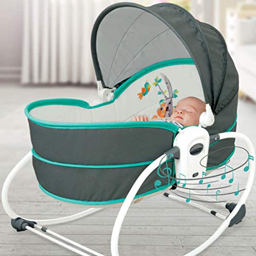 Mecedora Silla Mecedora de bebé Multifuncional Shaker, Música vibración Confortable Cama portátil portátil, Verde