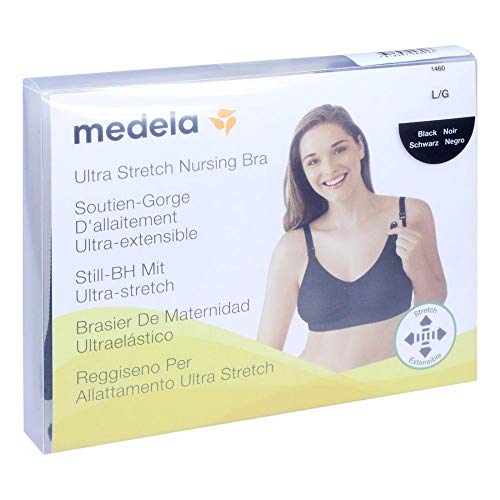 Medela - Sujetador de embarazo y lactancia (talla L), color negro