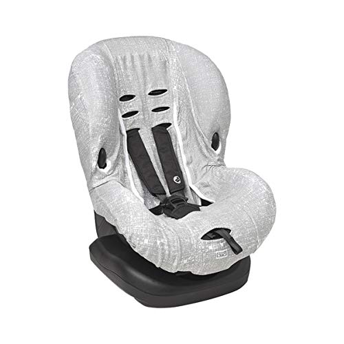 Meyco Baby - Funda universal suave y mullida, 100% algodón transpirable, sistema de cinturón de 3 y 5 puntos, tamaño 1, por ejemplo, para Maxi-Cosi Priori/SPS/XP, etc. gris Lines – Gris