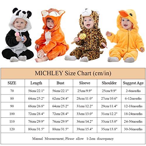 MICHLEY Bebé Ropa Mameluco Niños Niñas Pelele Pijama de Primavera y otoño Franela Traje de Animales leopardo-100cm