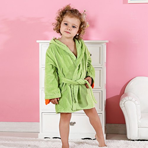 MICHLEY Bebé Ropa Niños Niñas Albornoz Capucha manta Toalla Pijamas Baño Algodón Animale para (Verde 1-3T)