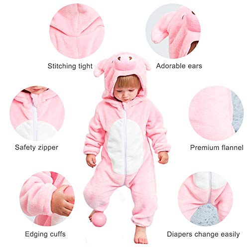 MICHLEY Bebé Ropa Niños Niñas Pijama Disfraces Primavera Franela Traje Animales Pelele fenzhu-90cm