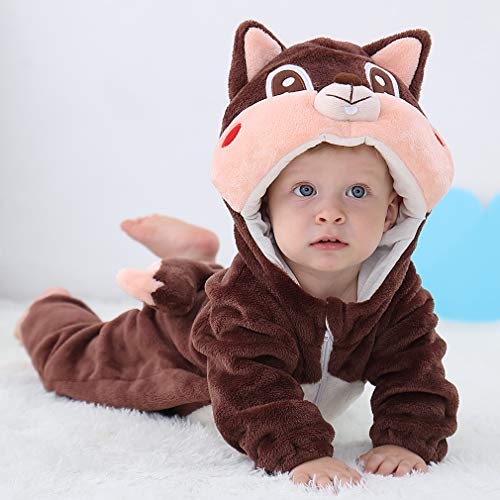 MICHLEY Disfraz Animal bebe niño y niña body pijama ropa, marrón 6 a 12 meses