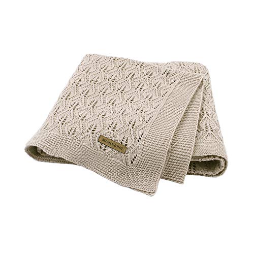 mimixiong 100% algodón tejido manta de para bebé 80x100 cm (Beige)