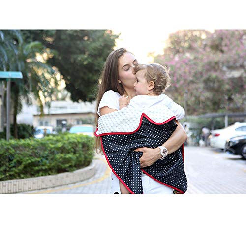 Miracle Baby Manta saco para cochecito,Manta Saco para Silla de Paseo y Cochecito de bebé,Mantas Impermeables para Cubiertas de Cochecito de Bebé con Clips, 30''x 30 ''(punto blanco)