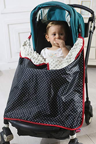 Miracle Baby Manta saco para cochecito,Manta Saco para Silla de Paseo y Cochecito de bebé,Mantas Impermeables para Cubiertas de Cochecito de Bebé con Clips, 30''x 30 ''(punto blanco)