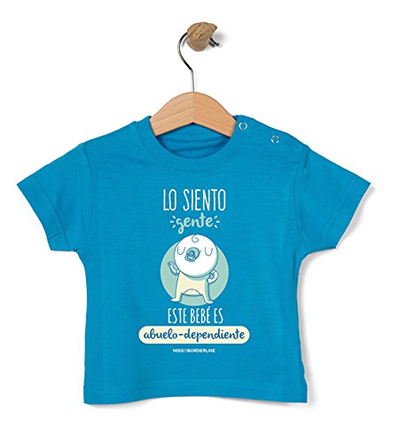 Missborderlike - Camiseta Manga Corta 18 a 24 - Lo Siento Gente Este bebé es Abuelo-dependiente