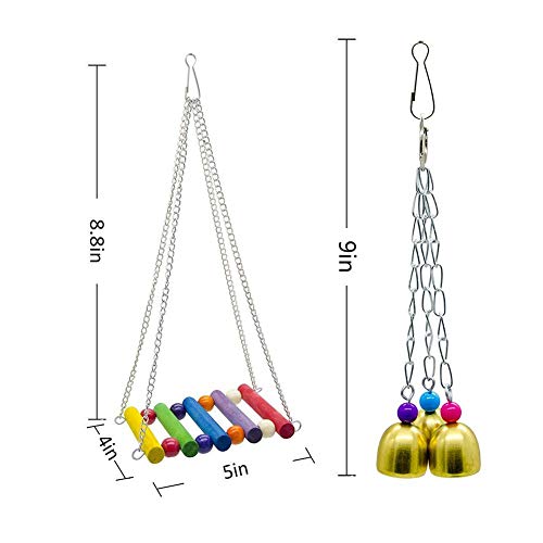 Mlec tech 6 Piezas Campana Colgante Juguete Colgante Columpio de Hamaca de Jaula de Pájaros Juguetes para Pájaros Loro Guacamayo Pinzón