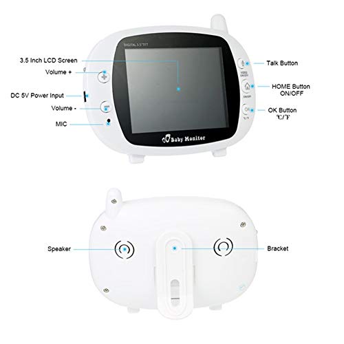 Monitor De Bebé Con La Cámara Y La Visión Nocturna, 3.5" LCD Digital De Temperatura De 2,4 GHz Wireless Audio Bidireccional Con La Visión Nocturna Infrarroja Del Sensor De Cuna De Intercomunicación Fo