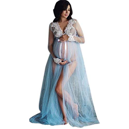 Mujer Embarazada Larga Vestido de Maternidad Encaje Split Foto Shoot Dress Faldas Fotográficas Maternidad Apoyos De Fotografía Disparar Vestidos de Fiesta Bodas Fannyfuny