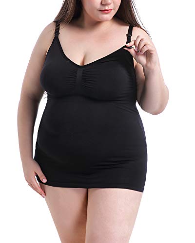 Mujer Sujetador Lactancia Bra Maternidad Ropa Interior Camiseta Tirantes Chaleco Camisa sin Mangas Negro 5XL