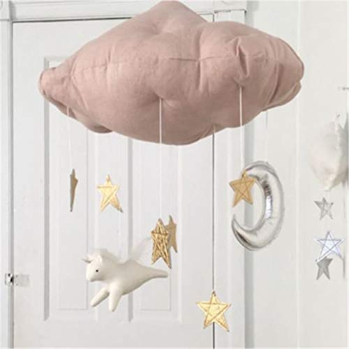 Multifuncional sof bebé mecedora cómoda del cuarto de niños de techo móvil Decoración del partido Nubes Moon Stars decoraciones colgantes Niños habitación La decoración for el lecho del bebé (rosa de