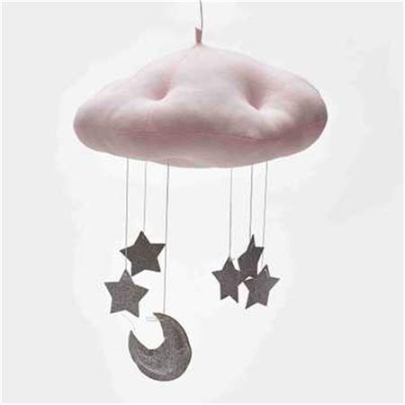 Multifuncional sof bebé mecedora cómoda del cuarto de niños de techo móvil Decoración del partido Nubes Moon Stars decoraciones colgantes Niños habitación La decoración for el lecho del bebé (rosa de