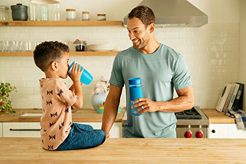 Munchkin Miracle 360° - Set de vasos para padres y niños, de 24oz y 10oz, Azul, Pack de 2 unidades