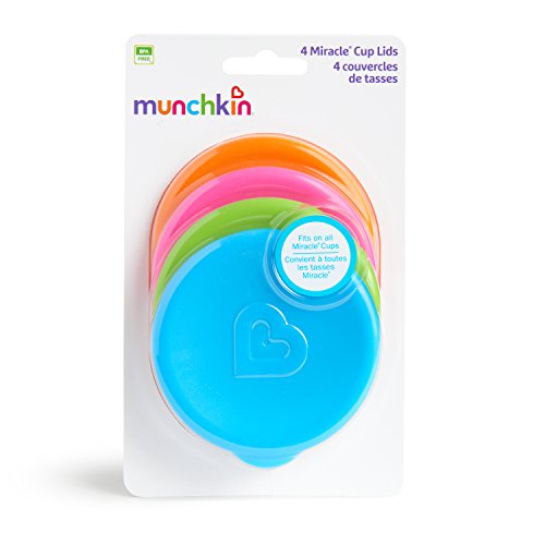 Munchkin  - Tapas para los Vasos Miracle, adaptable a todos los estilos de Vasos Miracle, Multicolores, pack de 4