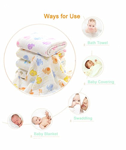 Muselina Toalla de Baño de Bebé, Morbuy 100% Algodón Suave Antibacterial Natural 6 Capas Muselina Súper Absorbente Algodón Bebé Toallas de Baño Swaddle Manta (110cm * violeta)