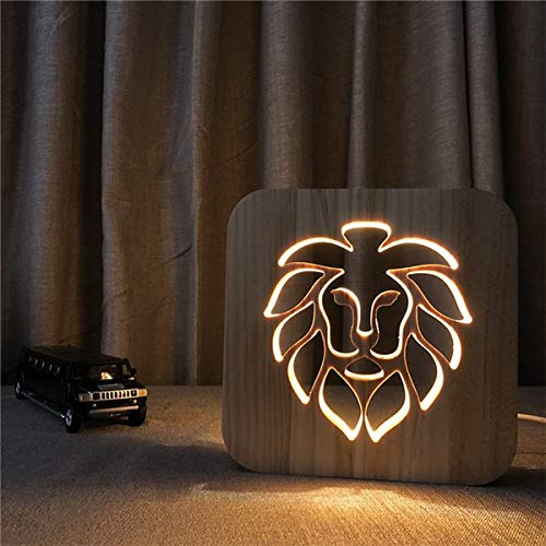 N/A luz quitamiedos infantil,Luces decorativas 3D de madera decoración de dormitorio para niños luz cálida LED niños luz de noche USB regalo de vacaciones de cumpleaños lámpara de madera 4