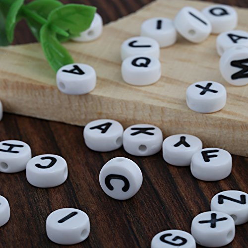 Naler 1200 Abalorios Letras Redondas Cuentas Alfabeto para Pulseras DIY Manualidades(6mm, 26 Letras)