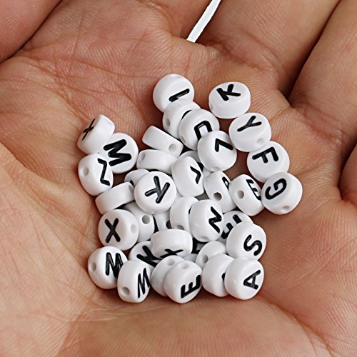 Naler 1200 Abalorios Letras Redondas Cuentas Alfabeto para Pulseras DIY Manualidades(6mm, 26 Letras)