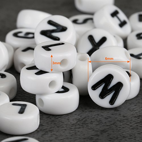 Naler 1200 Abalorios Letras Redondas Cuentas Alfabeto para Pulseras DIY Manualidades(6mm, 26 Letras)