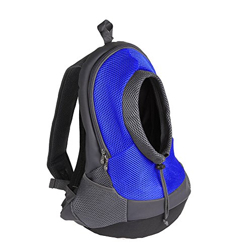 NHSUNRAY Pet Carrier mochila para pequeños perro gato Puppy(8lb Max) On-the-Go Travel Pet frente parte posterior bolsa transpirable suave malla Pup Pack 42 * 38 * 20 cm (Azul)