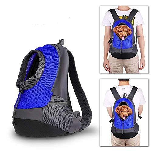 NHSUNRAY Pet Carrier mochila para pequeños perro gato Puppy(8lb Max) On-the-Go Travel Pet frente parte posterior bolsa transpirable suave malla Pup Pack 42 * 38 * 20 cm (Azul)