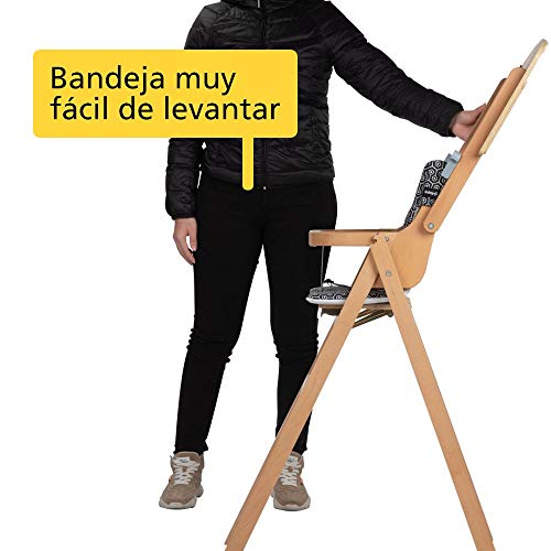 Nordik de Safety 1st, trona para bebé, trona compacta de madera con asiento amplio, 6 meses a 3 años, < 15 kg, Gris Oscuro