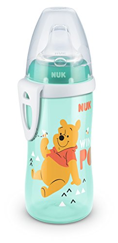 Nuk Active Cup Disney Winnie 300 ml con boquilla de silicona suave a partir de 12 meses, antigoteo con clip, sin BPA verde verde