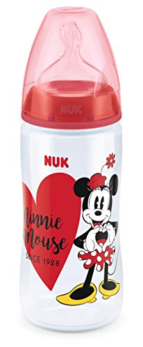 NUK Mickey y Minnie First Choice botella 300ml con tetina de silicona Tamaño 2 (6-18 meses), modelos surtidos