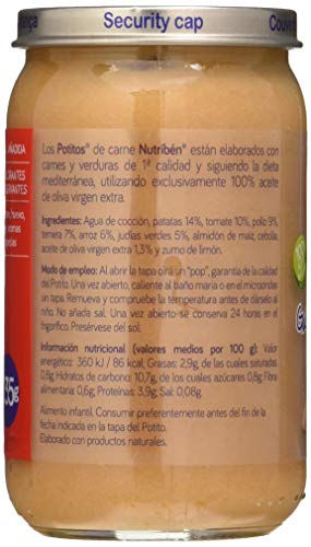 Nutribén Potitos De Guiso De Pollo Y Ternera Con Judías Verdes Desde Los 6 Meses 235 g