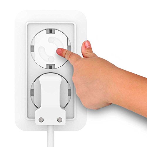 OcioDual 10x Protector Enchufe Seguridad niños Bebes schuko Europeo EU con Adhesivo Blanco