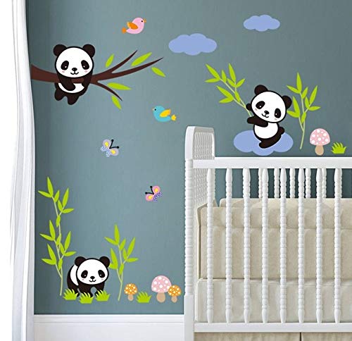 Osos panda Los animales Pegatinas de pared extraíbles Calcomanía Niños Casa Decoración Bebé Habitación Muchachos Chicas Guardería