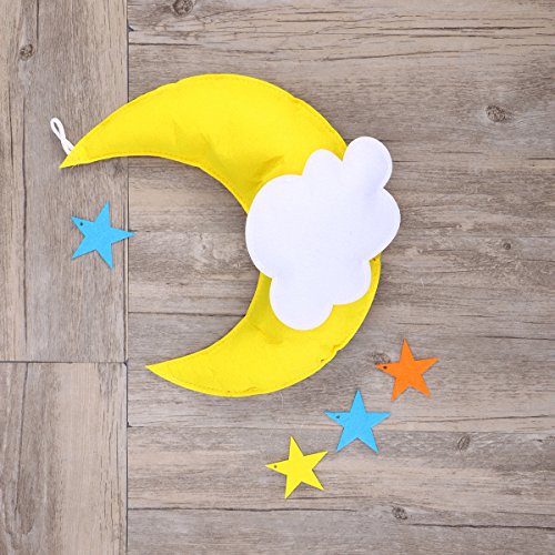 OULII guardería techo nubes moon estrellas techo colgante decoraciones para baby shower bebé guardería habitación (amarillo luna blanco nube multicolor estrellas)