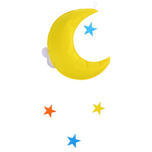 OULII guardería techo nubes moon estrellas techo colgante decoraciones para baby shower bebé guardería habitación (amarillo luna blanco nube multicolor estrellas)