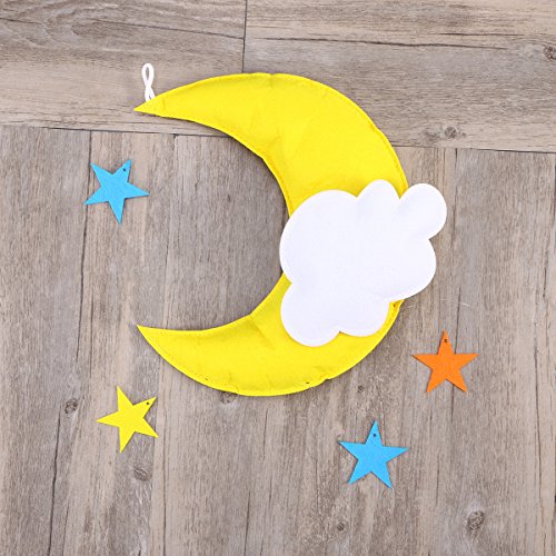 OULII guardería techo nubes moon estrellas techo colgante decoraciones para baby shower bebé guardería habitación (amarillo luna blanco nube multicolor estrellas)