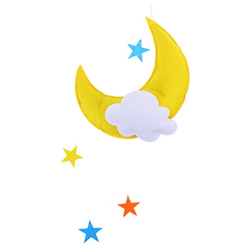 OULII guardería techo nubes moon estrellas techo colgante decoraciones para baby shower bebé guardería habitación (amarillo luna blanco nube multicolor estrellas)