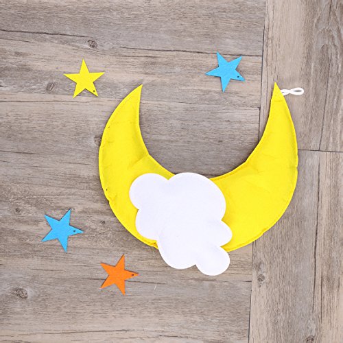 OULII guardería techo nubes moon estrellas techo colgante decoraciones para baby shower bebé guardería habitación (amarillo luna blanco nube multicolor estrellas)