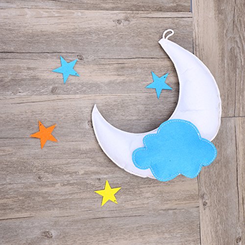 OULII Nursery Ceiling Mobile Clouds Moon Stars Decoraciones Colgantes en el Techo para Baby Shower Habitación Baby Nursery (White Moon Light Blue Cloud Multicolor Stars)