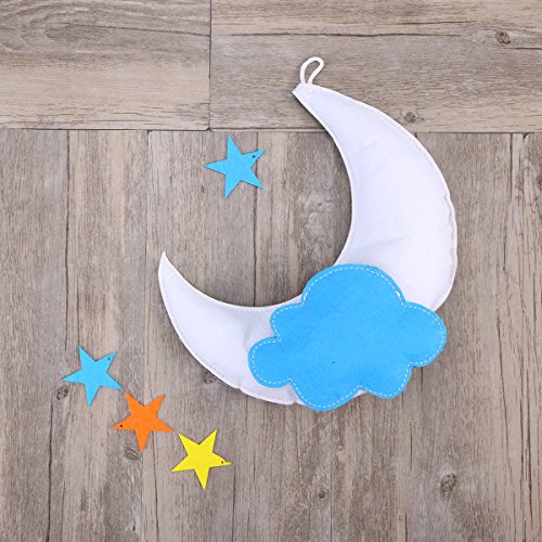 OULII Nursery Ceiling Mobile Clouds Moon Stars Decoraciones Colgantes en el Techo para Baby Shower Habitación Baby Nursery (White Moon Light Blue Cloud Multicolor Stars)