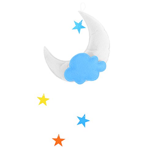 OULII Nursery Ceiling Mobile Clouds Moon Stars Decoraciones Colgantes en el Techo para Baby Shower Habitación Baby Nursery (White Moon Light Blue Cloud Multicolor Stars)