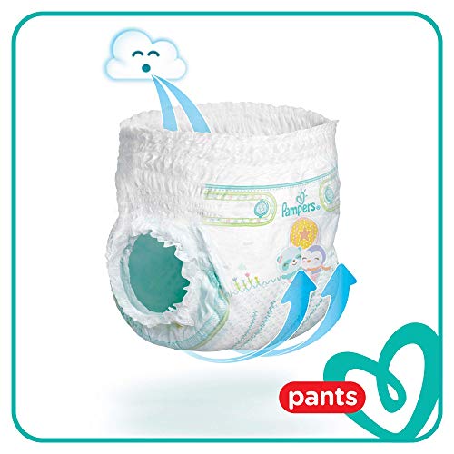 Pampers Baby-Dry - Pantalones de bebé para pañales (tallas 7 meses, 112 pañales, 17 + kg, paquete de ahorro mensual)