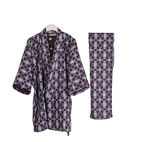 Panda Legends Traje de chándal de los Hombres Kimono Suelta algodón Transpirable Doble Gasa Pijama