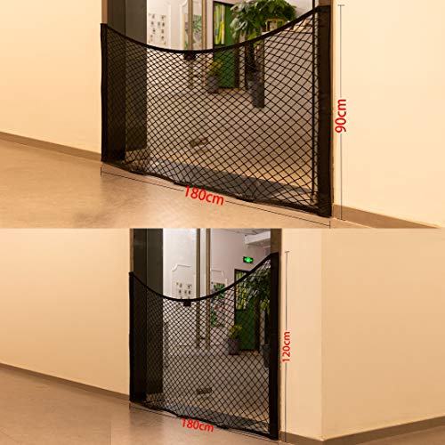 Pandure Barrera de Seguridad retráctil 120 cm * 90 cm to 240 cm * 180 cm, para Puertas y escaleras, Bebés, Gatos y Perros, Montaje fácil