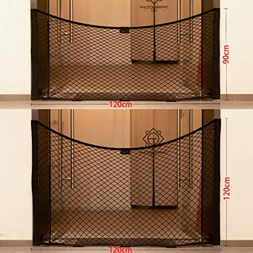 Pandure Barrera de Seguridad retráctil 120 cm * 90 cm to 240 cm * 180 cm, para Puertas y escaleras, Bebés, Gatos y Perros, Montaje fácil