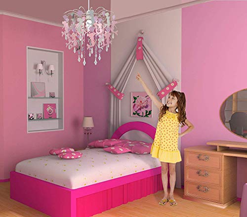 Pantalla con Unicornios para Dormitorio Niñas Rosa Púrpura y Plata con Pendientes (sirena)