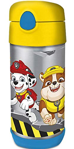 PAW PATROL 18960 - Botella cantimplora térmica de acero inoxidable con pajita, 360 ml