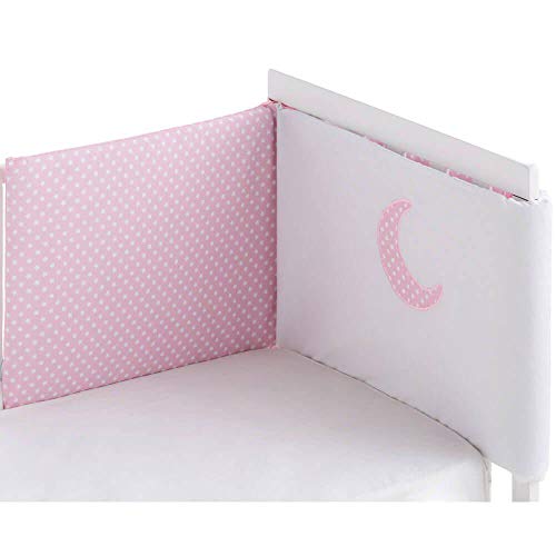 Pekebaby MOON rosa - Edredón desenfundable Cuna (60x120 cm) + Protector desenfundable 60/70/80 (43x185 cm) + Cojín MOON ROSA