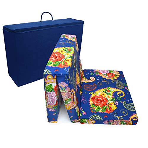 PEKITAS Colchón Plegable Cuna 60x120 Cm Grosor 6 Cm Bolsa Viaje Funda lavable desmotable,Color Estampado floral,Fabricado En España