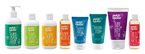 Petit&Jolie set de regalo para bebe - Champú para el cabello y el cuerpo 50ml, Crema para pañales 50ml y Loción para el cuerpo 50ml - ¡Todo lo que necesita para su bebé!